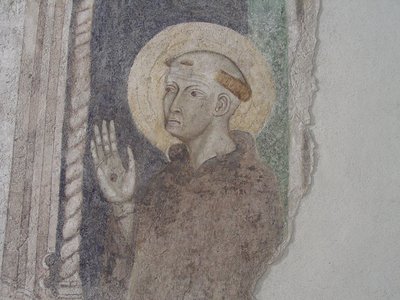 San Francesco. Affresco detto del Maestro della Madonna dei Meynardi (XV sec. d.C.), particolare