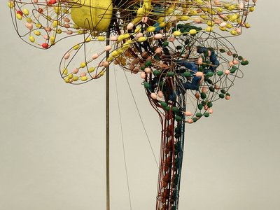 Fantasma di cervello: modello di cervello e midollo spinale in palline di sughero e filo di ferro (F.R. Buchi, 1883).