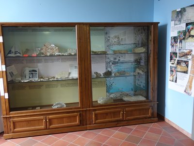 Una vetrina a diorama della Sala geologica